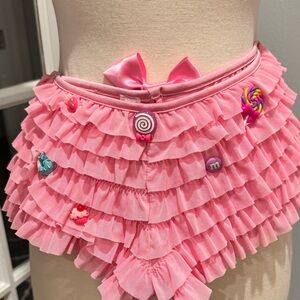 Velvet Kitten Pink Ruffled Lingerie Bloomer Boyshort with Candy Embellishments